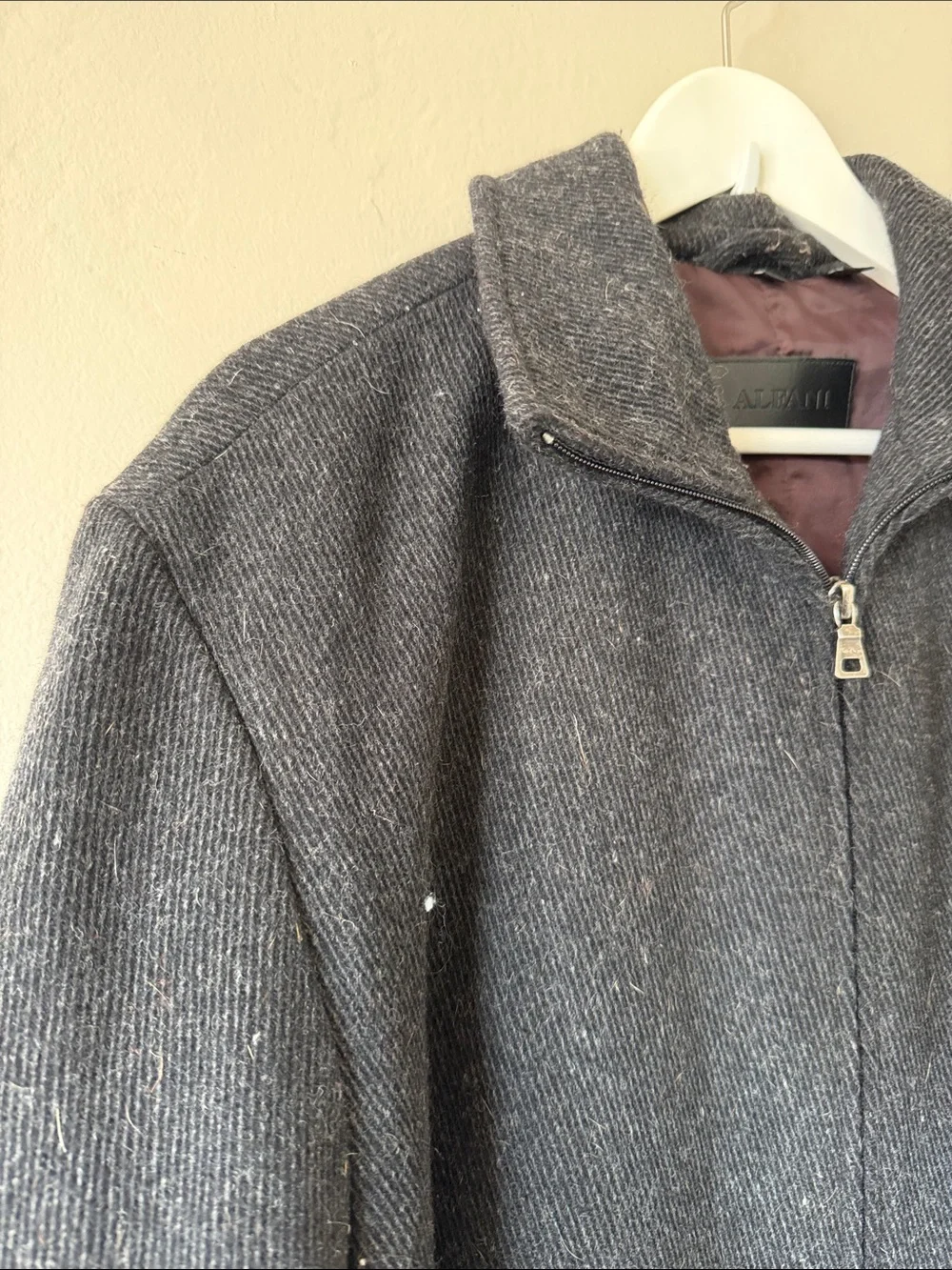 Alfani Charcoal Gray Wool-Blend Zip Coat